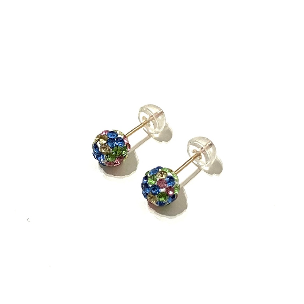 10K Gold Sparkle CZ Ball Stud Earrings